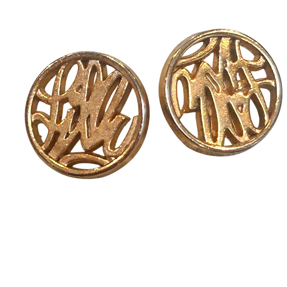 Lilly Pulitzer Vintage Gold Tone Script Logo Replacement Shank Buttons Set of 2